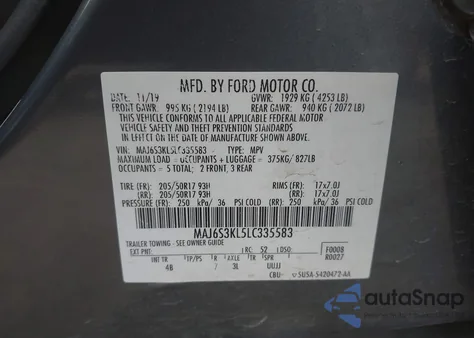 2020 Ford Ecosport Titanium from USA, damaged, VIN MAJ6S3KL5LC335583